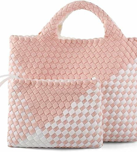 LIKEBAG Neoprene Woven Tote Bag Summer Beach Handbag Purse 11.1x12.2x4.75in