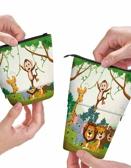 Load image into Gallery viewer, Swono Animal Pencil Case Jungle Monkey Tiger Giraffe Lion Elephant Colorful
