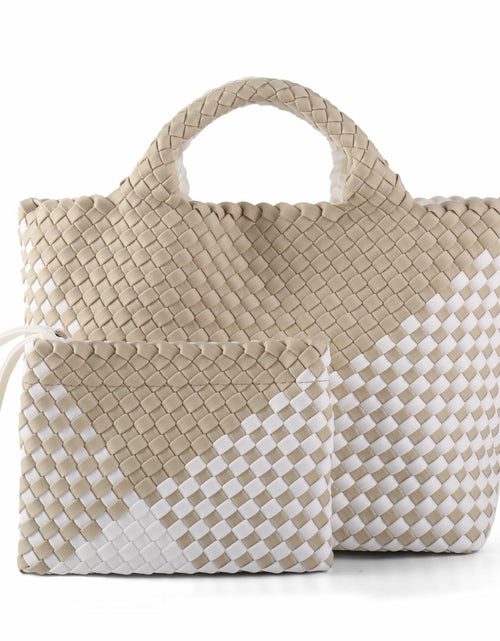 Load image into Gallery viewer, LIKEBAG Neoprene Woven Tote Bag Summer Beach Handbag Purse 11.1x12.2x4.75in
