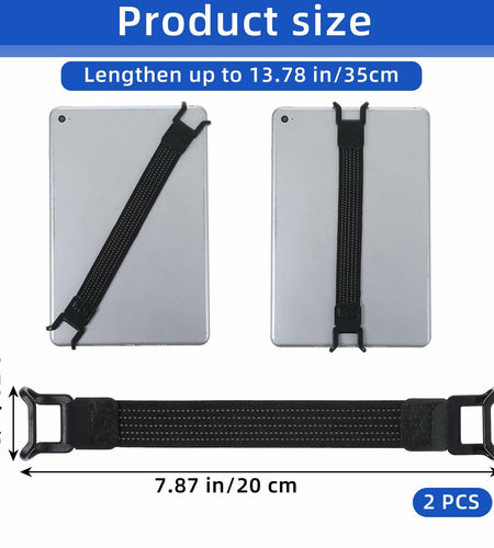 2pcs Mobile Phone Security Hand Strap Holder 7.8''-13'' Black Elastic Grip