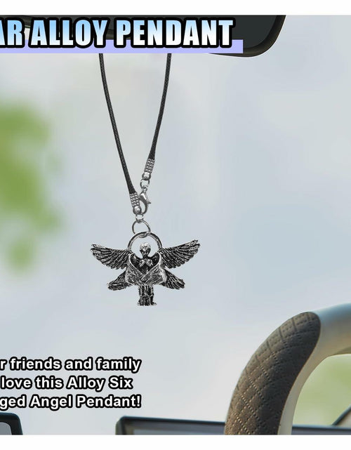 Load image into Gallery viewer, LAINLOY Guardian Angel Car Pendant Metal Six-Winged Rear View Mirror Charm Gold
