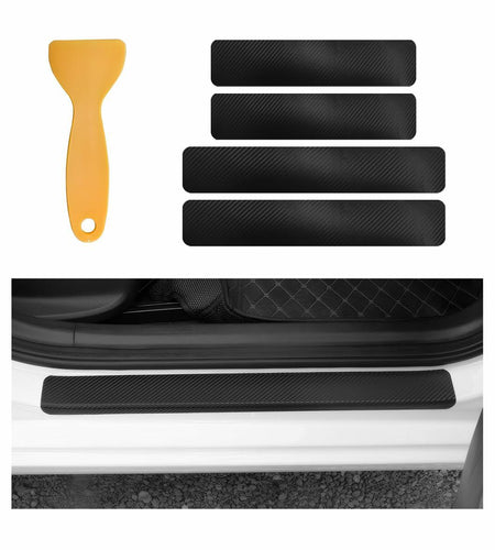 Yourkar 4PCS Car Door Sill Protector 3D Carbon Fiber Wrap Film Green