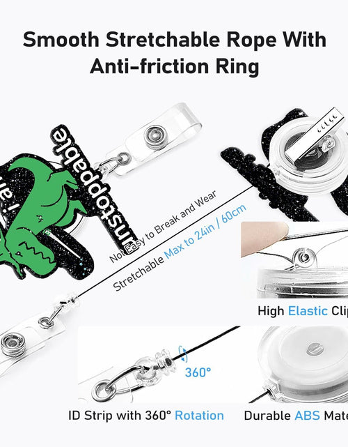 Load image into Gallery viewer, Cute Dinosaur Badge Reel Holder Retractable Swivel Clip Nurse Green
