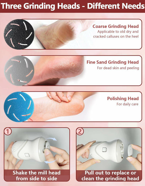 Load image into Gallery viewer, NKJVE Electric Foot File Callus Remover 3 Heads 2 Speed White Rechargeable
