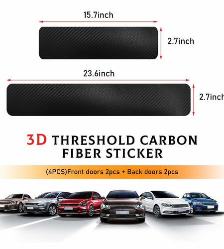 Yourkar 4PCS Car Door Sill Protector 3D Carbon Fiber Wrap Film Green
