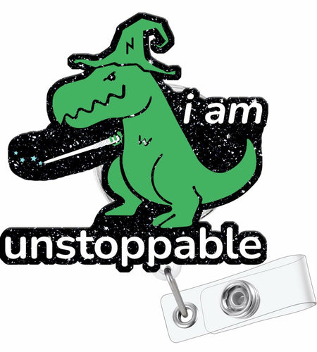 Cute Dinosaur Badge Reel Holder Retractable Swivel Clip Nurse Green