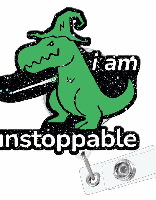 Load image into Gallery viewer, Cute Dinosaur Badge Reel Holder Retractable Swivel Clip Nurse Green
