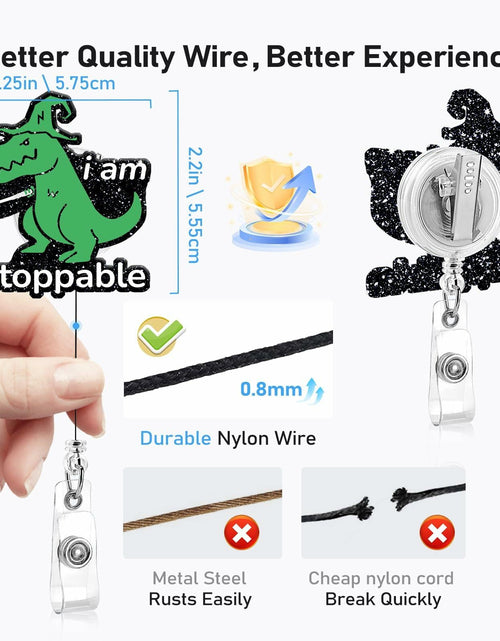 Load image into Gallery viewer, Cute Dinosaur Badge Reel Holder Retractable Swivel Clip Nurse Green
