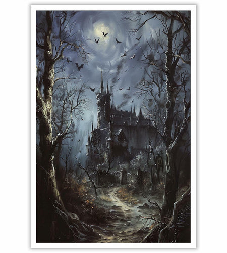 CRTDYQU Crow Castle Vampire Wall Art Poster 12x16 Inch Unframed