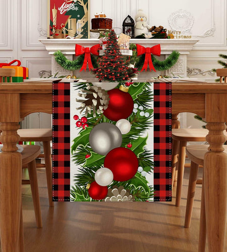 Jiudungs Linen Buffalo Check Plaid Table Runner 108in Black White