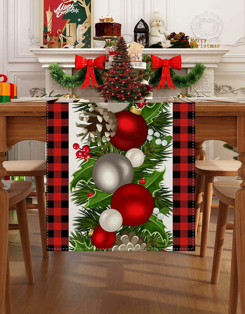 Load image into Gallery viewer, Jiudungs Linen Buffalo Check Plaid Table Runner 108in Black White
