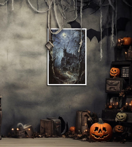 CRTDYQU Crow Castle Vampire Wall Art Poster 12x16 Inch Unframed