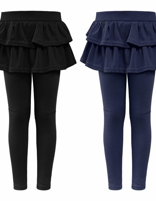 Load image into Gallery viewer, HoeVou Girls Leggings with Skirt Ruffle Pants Black Navy Blue Size 7-8 Years
