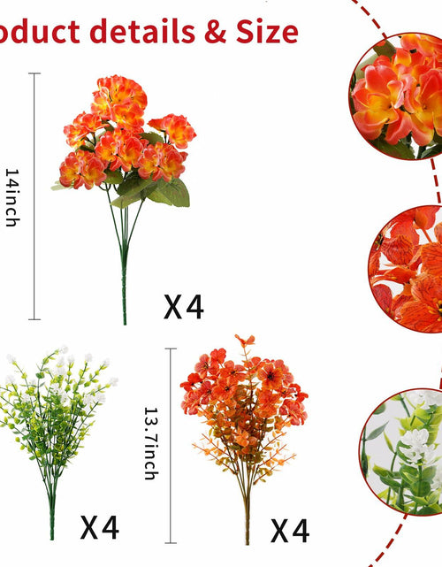 Load image into Gallery viewer, WOBUBU 14'' Artificial Fall Flowers 12 Bundles Orange UV Resistant
