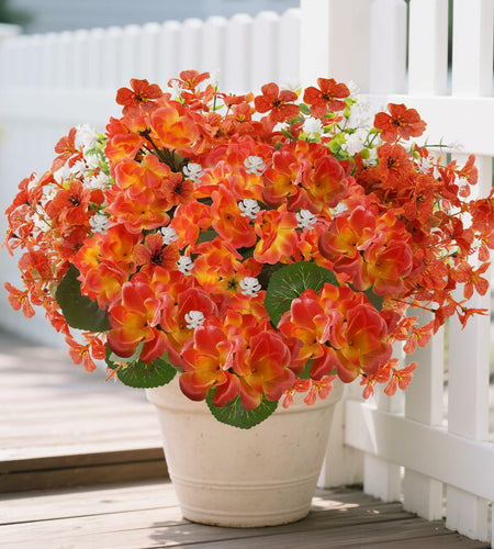 WOBUBU 14'' Artificial Fall Flowers 12 Bundles Orange UV Resistant