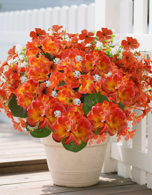 Load image into Gallery viewer, WOBUBU 14'' Artificial Fall Flowers 12 Bundles Orange UV Resistant
