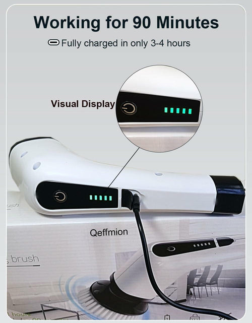 Load image into Gallery viewer, Qeffmion Electric Spin Scrubber Cordless Power Brush 7 Heads Black White
