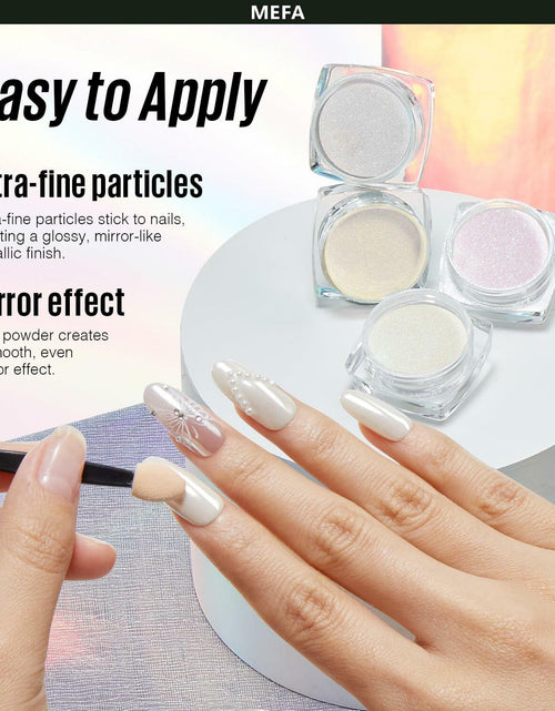 Load image into Gallery viewer, MEFA White Pearl Chrome Nail Powder 4 pcs Mirror Effect Pearlescent Pigment
