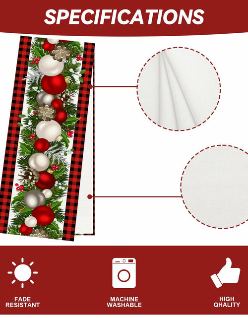 Load image into Gallery viewer, Jiudungs Linen Buffalo Check Plaid Table Runner 108in Black White
