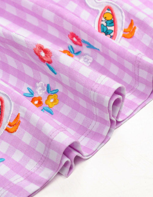 Load image into Gallery viewer, Mumetaz Toddler Girls Ruffle Sleeveless Floral Dress Purple Plaid Size 4-5T
