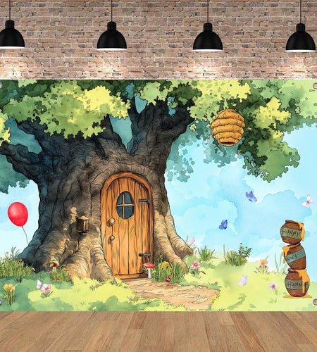UMURILXY Cartoon Hunny Forest Backdrop 7x5FT Polyester Spring Tree Honey