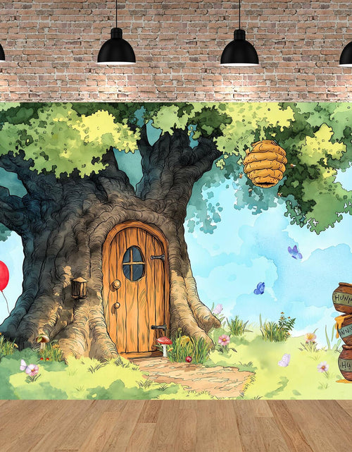 Load image into Gallery viewer, UMURILXY Cartoon Hunny Forest Backdrop 7x5FT Polyester Spring Tree Honey
