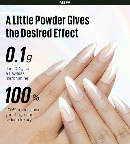 MEFA White Pearl Chrome Nail Powder 4 pcs Mirror Effect Pearlescent Pigment