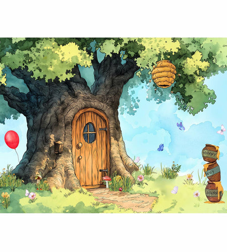 UMURILXY Cartoon Hunny Forest Backdrop 7x5FT Polyester Spring Tree Honey