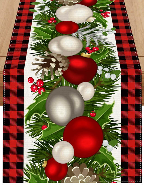 Load image into Gallery viewer, Jiudungs Linen Buffalo Check Plaid Table Runner 108in Black White
