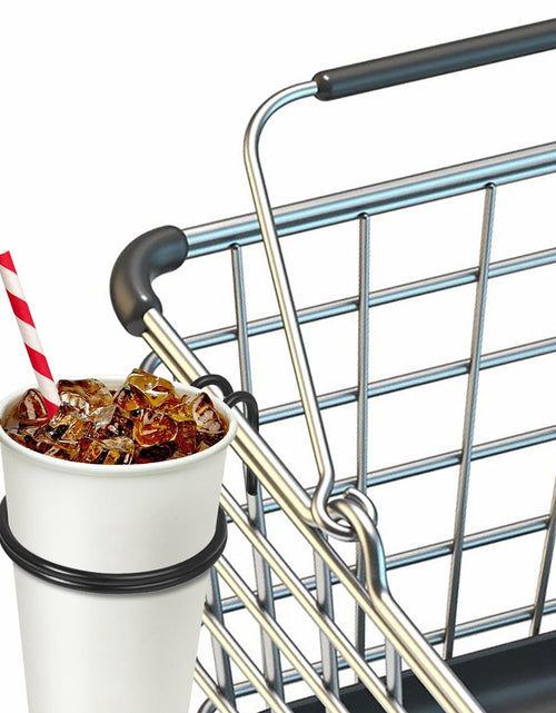 Load image into Gallery viewer, Kevenal Shopping Cart Cup Holder Black Stainless Steel Drink Holder
