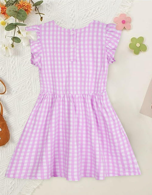 Load image into Gallery viewer, Mumetaz Toddler Girls Ruffle Sleeveless Floral Dress Purple Plaid Size 4-5T
