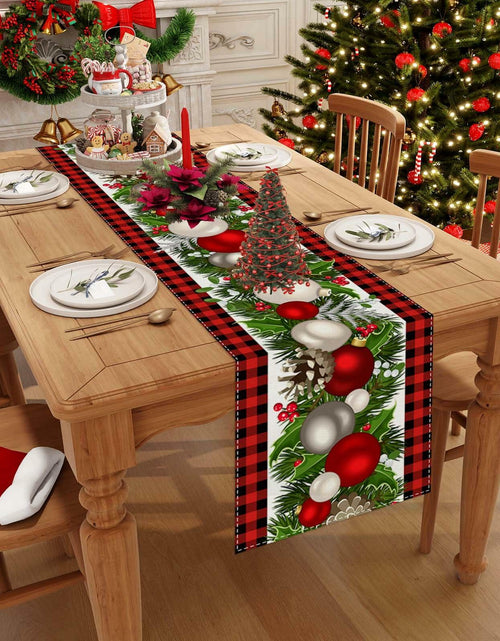 Load image into Gallery viewer, Jiudungs Linen Buffalo Check Plaid Table Runner 108in Black White

