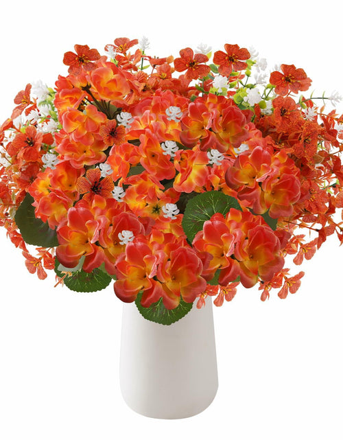 Load image into Gallery viewer, WOBUBU 14'' Artificial Fall Flowers 12 Bundles Orange UV Resistant
