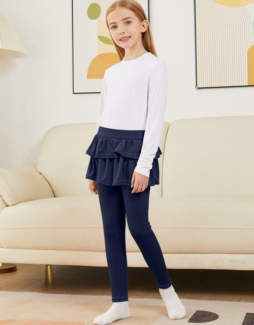Load image into Gallery viewer, HoeVou Girls Leggings with Skirt Ruffle Pants Black Navy Blue Size 7-8 Years
