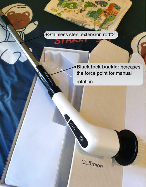 Load image into Gallery viewer, Qeffmion Electric Spin Scrubber Cordless Power Brush 7 Heads Black White
