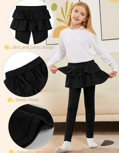 Load image into Gallery viewer, HoeVou Girls Leggings with Skirt Ruffle Pants Black Navy Blue Size 7-8 Years
