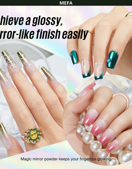 Load image into Gallery viewer, MEFA White Pearl Chrome Nail Powder 4 pcs Mirror Effect Pearlescent Pigment
