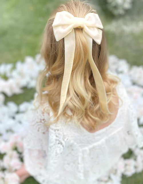 Load image into Gallery viewer, Aileam 2PCS Velvet Hair Bows Ivory Beige Big Fall Alligator Clips
