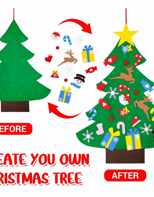 Load image into Gallery viewer, IHESPABLD 3Ft DIY Felt Christmas Tree Set Green 26 Ornaments for Kids
