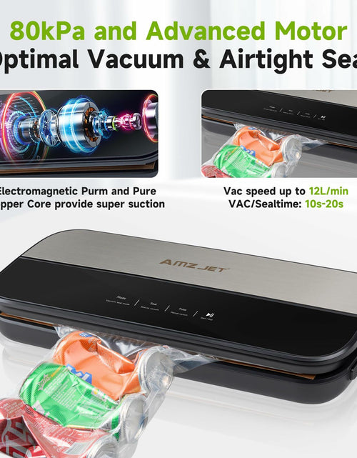 Load image into Gallery viewer, Amz Jet Food Sealer Vacuum Sealer Stainless Steel LED Touch 50Bags Grayish Black

