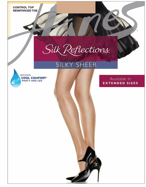 Load image into Gallery viewer, Hanes Silk Reflections Control Top Sheer Pantyhose Reinforced Toe Natural IJ
