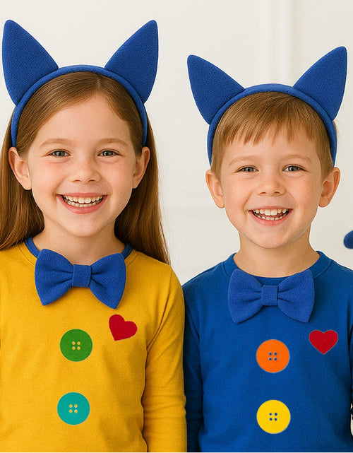 Load image into Gallery viewer, Bonviv Blue Cat Costume Set Ears Bow Tie Tail Kids Adults Halloween
