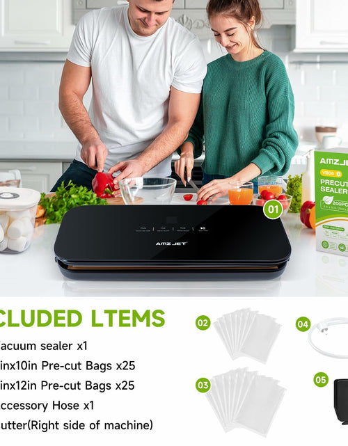 Load image into Gallery viewer, Amz Jet Vacuum Sealer Food LED Touch Digital Display Tempered Glass Black 50Bags
