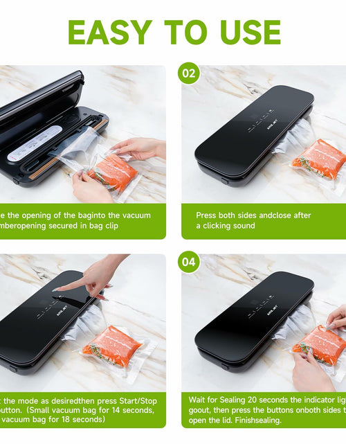 Load image into Gallery viewer, Amz Jet Vacuum Sealer Food LED Touch Digital Display Tempered Glass Black 50Bags

