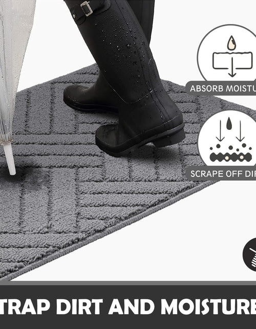 Load image into Gallery viewer, JEEDOVIA Door Mat Indoor Non-Slip Rubber Backing Heavy Duty Grey 36x59
