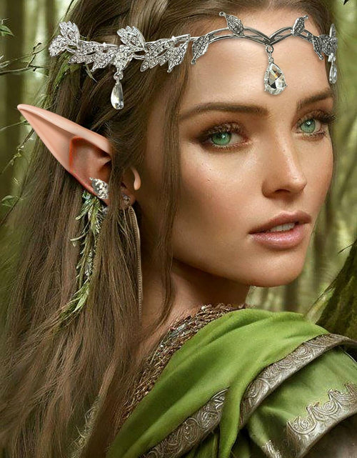 Load image into Gallery viewer, JeVenis Set of 3 Silver Elf Headpieces Elf Ears Crown Fairy Jewelry
