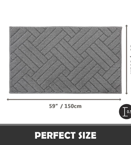 JEEDOVIA Door Mat Indoor Non-Slip Rubber Backing Heavy Duty Grey 36x59