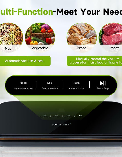 Load image into Gallery viewer, Amz Jet Vacuum Sealer Food LED Touch Digital Display Tempered Glass Black 50Bags
