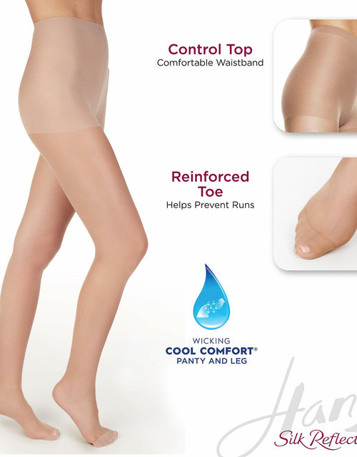 Load image into Gallery viewer, Hanes Silk Reflections Control Top Sheer Pantyhose Reinforced Toe Natural IJ

