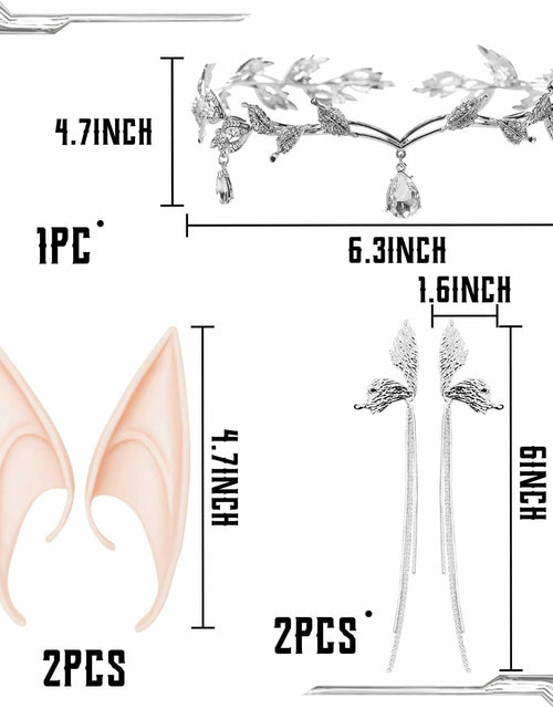Load image into Gallery viewer, JeVenis Set of 3 Silver Elf Headpieces Elf Ears Crown Fairy Jewelry
